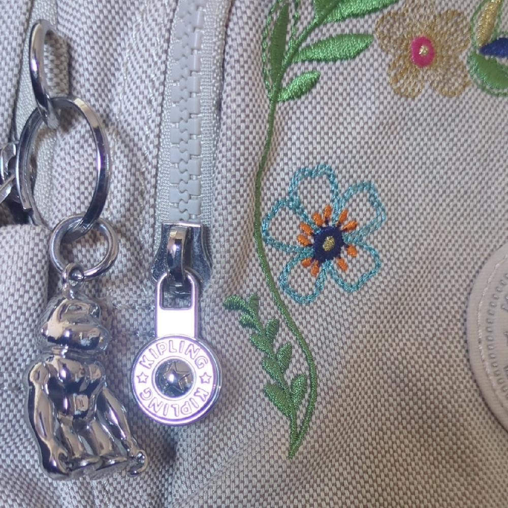 Kipling Beige Floral Embroidered Mini Backpack - Picture 8 of 10